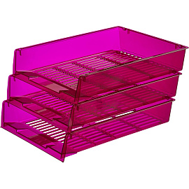 Лоток горизонтальный для бумаг Attache Bright Colours пластиковый фиолетовый решетчатый