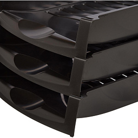 Лоток горизонтальный для бумаг Attache Престиж пластиковый черный решетчатый