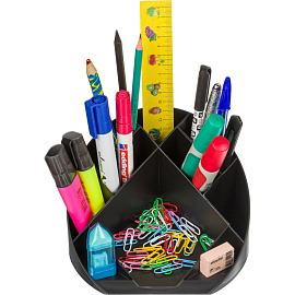 Подставка-органайзер для канцелярских принадлежностей Attache Форум 12 отделений черная 10x17.5x17.5 см