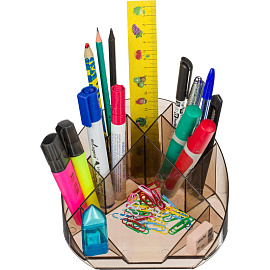 Подставка-органайзер для канцелярских принадлежностей Attache Форум 12 отделений коричневая 10x17.5x17.5 см