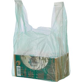 Пакет-майка ПНД 10 мкм в ассортименте (16+12x30 см, 100 штук в упаковке)