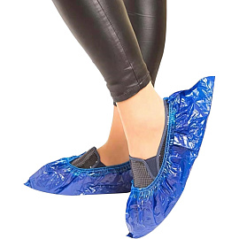 Бахилы одноразовые полиэтиленовые EleGreen двухслойные текстурированные 10 г синие (25 пар в упаковке)