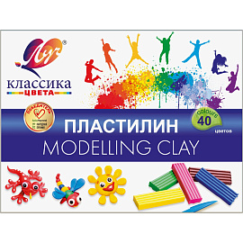 Пластилин классический Луч Классика 40 цветов 800 грамм