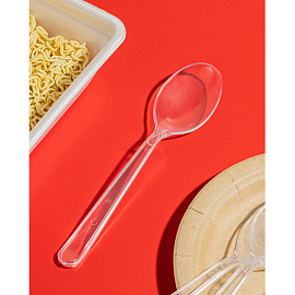 Ложка одноразовая столовая Комус Бюджет прозрачная 180 мм (50 штук в упаковке)