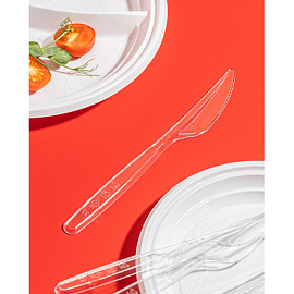 Нож одноразовый Комус Эконом прозрачный 180 мм 50 штук в упаковке