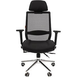 Кресло для руководителя Chairman 555LUX черное (сетка/ткань, металл) фото Кресло для руководителя Chairman 555LUX черное (сетка/ткань, металл)