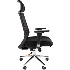 Кресло для руководителя Chairman 555LUX черное (сетка/ткань, металл) фото Кресло для руководителя Chairman 555LUX черное (сетка/ткань, металл)