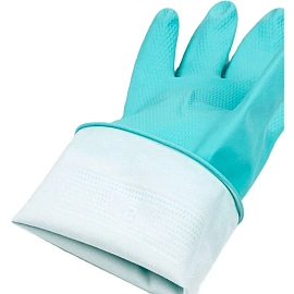Перчатки латексные Paclan Practi Extra Dry с хлопковым напылением бирюзовые (размер 7, S, 407331)