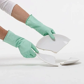 Перчатки латексные Paclan Practi Extra Dry с хлопковым напылением бирюзовые (размер 7, S, 407331)