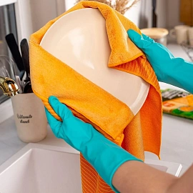 Перчатки латексные Paclan Practi Extra Dry с хлопковым напылением бирюзовые (размер 9, L, 407351)