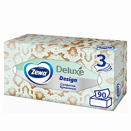 Салфетки косметические Zewa Deluxe 3-слойные (90 штук в упаковке)