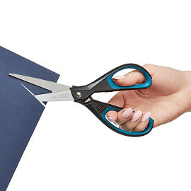 Ножницы 210 мм Maped Essentials soft с пластиковыми прорезиненными симметричными ручками черного/синего цвета 468310