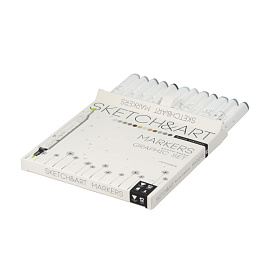 Набор маркеров для скетчинга Sketch&Art Графика двухсторонние 12 цветов (толщина линии 1-5 мм)