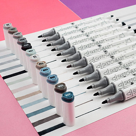 Набор маркеров для скетчинга Sketch&Art Графика двухсторонние 12 цветов (толщина линии 1-5 мм)