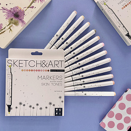 Набор маркеров для скетчинга Sketch&Art Портрет двухсторонние 12 цветов (толщина линии 1-5 мм)