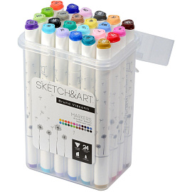 Набор маркеров для скетчинга Sketch&Art Medium set двухсторонние 24 цвета (толщина линии 1-5 мм)