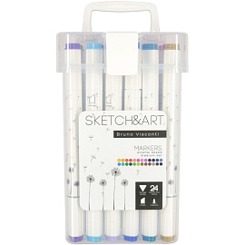 Набор маркеров для скетчинга Sketch&Art Medium set двухсторонние 24 цвета (толщина линии 1-5 мм)