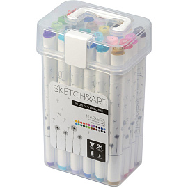 Набор маркеров для скетчинга Sketch&Art Medium set двухсторонние 24 цвета (толщина линии 1-5 мм)