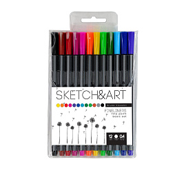 Набор линеров (капиллярных ручек) Sketch&Art 12 цветов толщина линии 0.4 мм