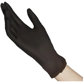 Перчатки медицинские смотровые нитриловые NitriMax текстурированные нестерильные неопудренные размер XS (5-6) чёрные (50 пар/100 штук в упаковке)