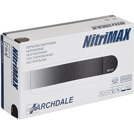 Перчатки медицинские смотровые нитриловые NitriMax текстурированные нестерильные неопудренные размер XS (5-6) чёрные (50 пар/100 штук в упаковке)