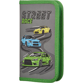 Пенал односекционный Комус Класс Street race серый