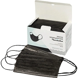 Маска медицинская одноразовая Чистовье трехслойная черная (100 штук в упаковке)