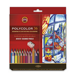 Карандаши цветные художественные классические Koh-i-Noor Polycolor 36 карандашей 36 цветов шестигранные (3835036007KZ)