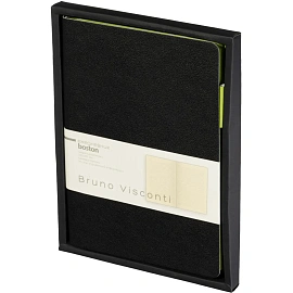 Ежедневник недатированный Bruno Visconti Boston искусственная кожа А5 136 листов чёрный (зелёный обрез), 3-228/04