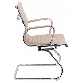 Конференц-кресло Everprof Leo CF бежевое (экокожа, металл хромированный)
