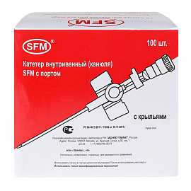 Катетер периферический SFM с дополнительным портом 24G (0.7х19 мм, 100 штук в упаковке)