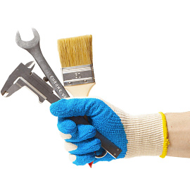 Перчатки рабочие защитные СВС Nitrix II хлопковые с нитрильным покрытием белые/голубые (волна, 13 класс, размер 8 (M))