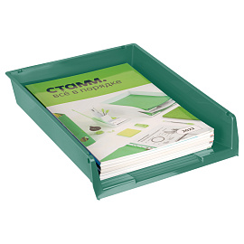 Лоток для бумаг горизонтальный СТАММ "Респект", сетчатый, темно-зеленый фото Лоток для бумаг горизонтальный СТАММ "Респект", сетчатый, темно-зеленый