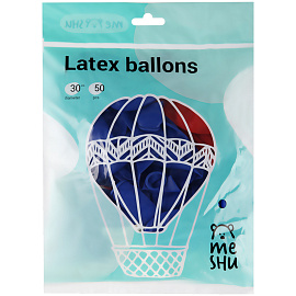 Воздушные шары, 50шт., М12/30см, MESHU "Триколор", пастель, 3 цвета ассорти