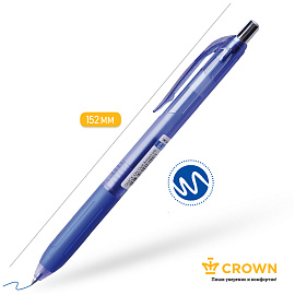 Ручка гелевая (шариковая) автоматическая Crown Quick Dry синяя (толщина линии 0.5 мм)