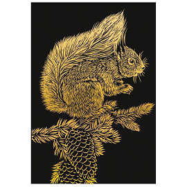 Гравюра Lori Белочка с золотистым эффектом 10x15 см
