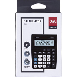 Калькулятор карманный Deli E1122 12-разрядный серый 120x86x29 мм