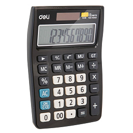Калькулятор настольный Deli E1238 12-разрядный черный 145x105x27 мм фото Калькулятор настольный Deli E1238 12-разрядный черный 145x105x27 мм