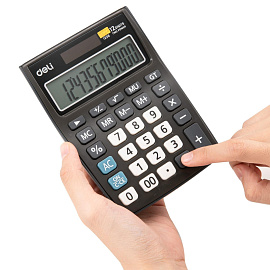 Калькулятор настольный Deli E1238 12-разрядный черный 145x105x27 мм фото Калькулятор настольный Deli E1238 12-разрядный черный 145x105x27 мм