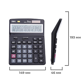 Калькулятор настольный Deli E39259 16-разрядный черный 193x149x46 мм
