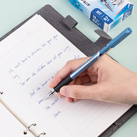 Ручка шариковая неавтоматическая Deli Arrow синяя (толщина линии 0.35 мм, корпус синий) фото Ручка шариковая неавтоматическая Deli Arrow синяя (толщина линии 0.35 мм, корпус синий)