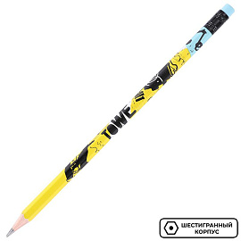 Карандаш чернографитный 2B с ластиком Deli Arti Graff заточенный шестигранный