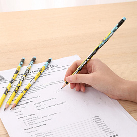 Карандаш чернографитный 2B с ластиком Deli Arti Graff заточенный шестигранный