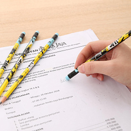 Карандаш чернографитный 2B с ластиком Deli Arti Graff заточенный шестигранный