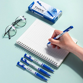 Ручка шариковая автоматическая Deli Think синяя (толщина линии 0.35 мм)