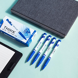 Ручка шариковая автоматическая Deli Think синяя (толщина линии 0.35 мм)