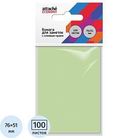 Стикеры Attache Economy 76x51 мм пастельный зелёный (1 блок на 100 листов)
