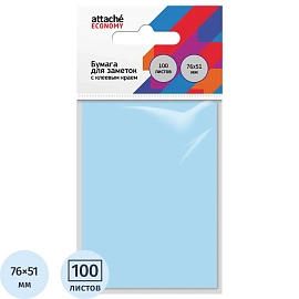 Стикеры Attache Economy 76x51 мм пастельный синий (1 блок на 100 листов)