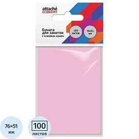 Стикеры Attache Economy 76x51 мм пастельный розовый (1 блок на 100 листов)