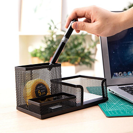 Подставка-органайзер для канцелярских принадлежностей Deli черная 20.5x10.3x10 см